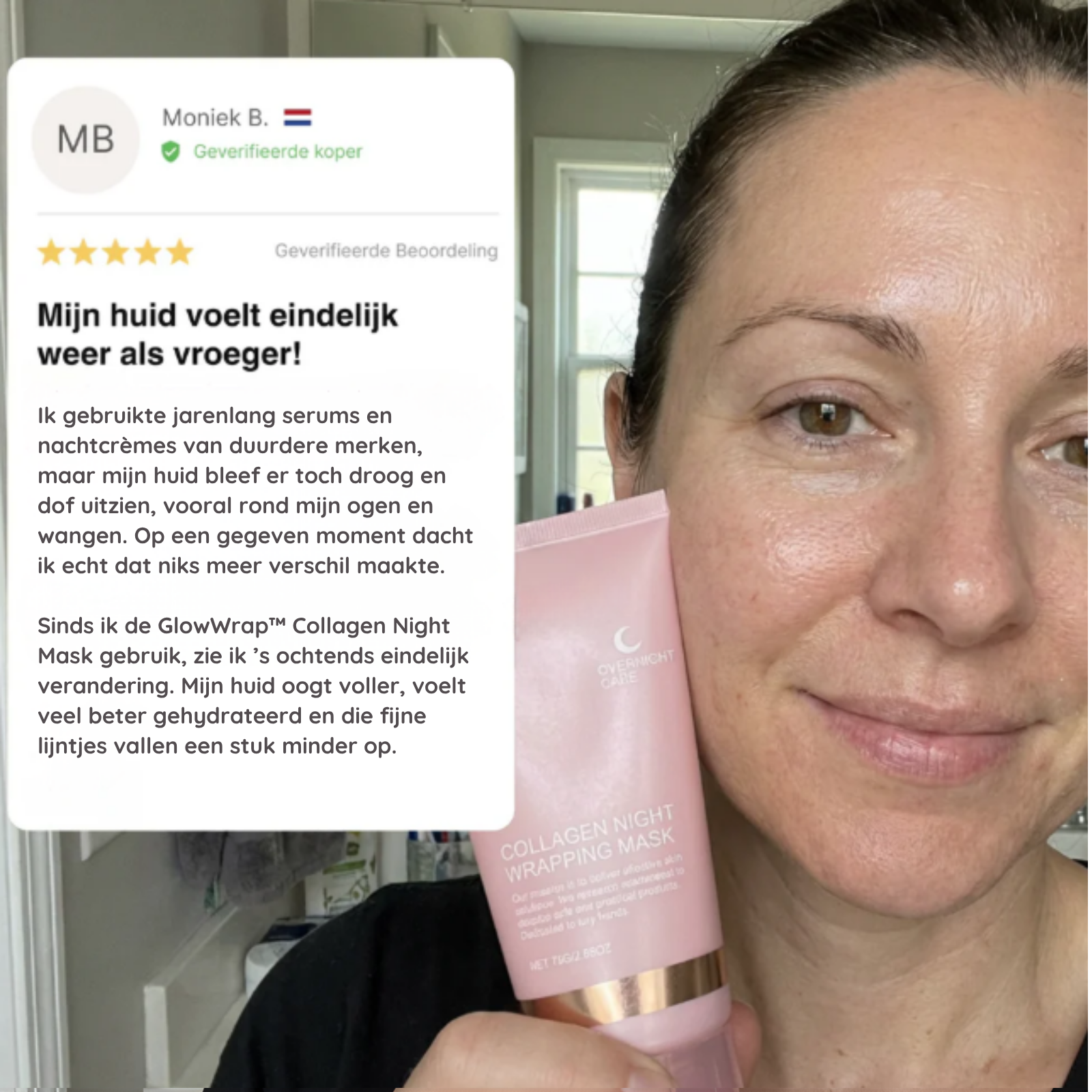 GlowWrap voor en na – minder fijne lijntjes na gebruik – ElleCera
