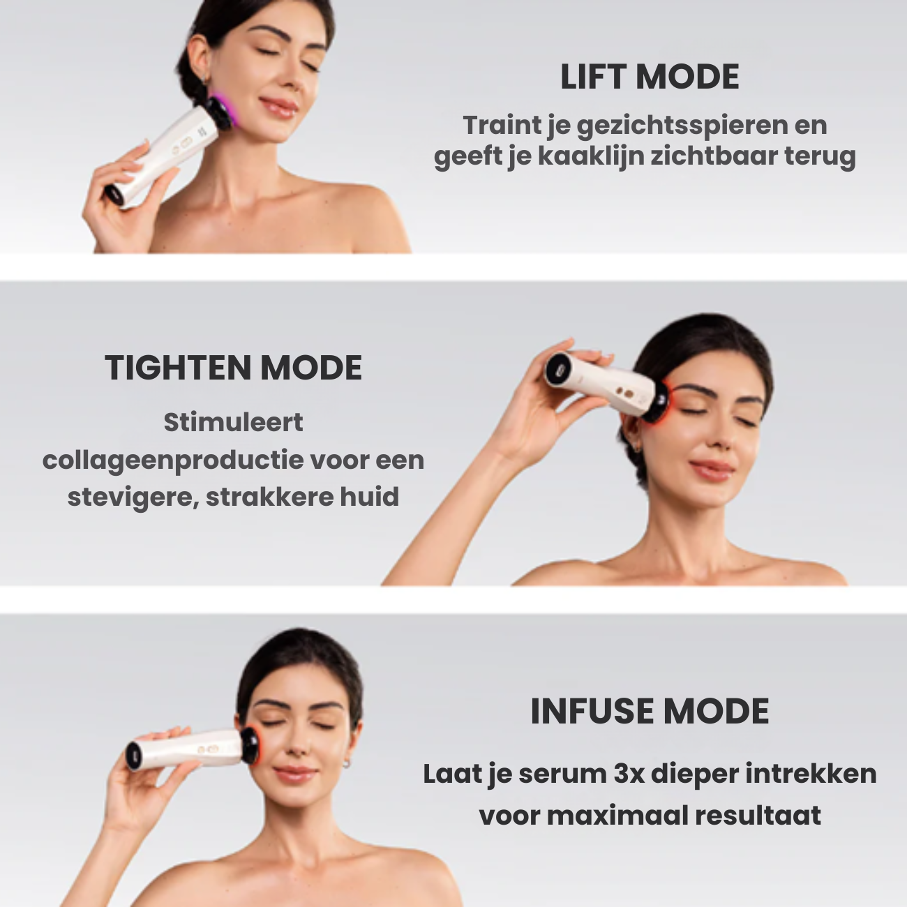 MicroLift Pro design en knoppen – 3-in-1 facelift-apparaat – ElleCera