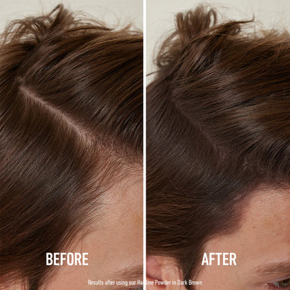HairLine Perfect Poeder voor en na – vollere haarlijn zonder kale plekken – ElleCera