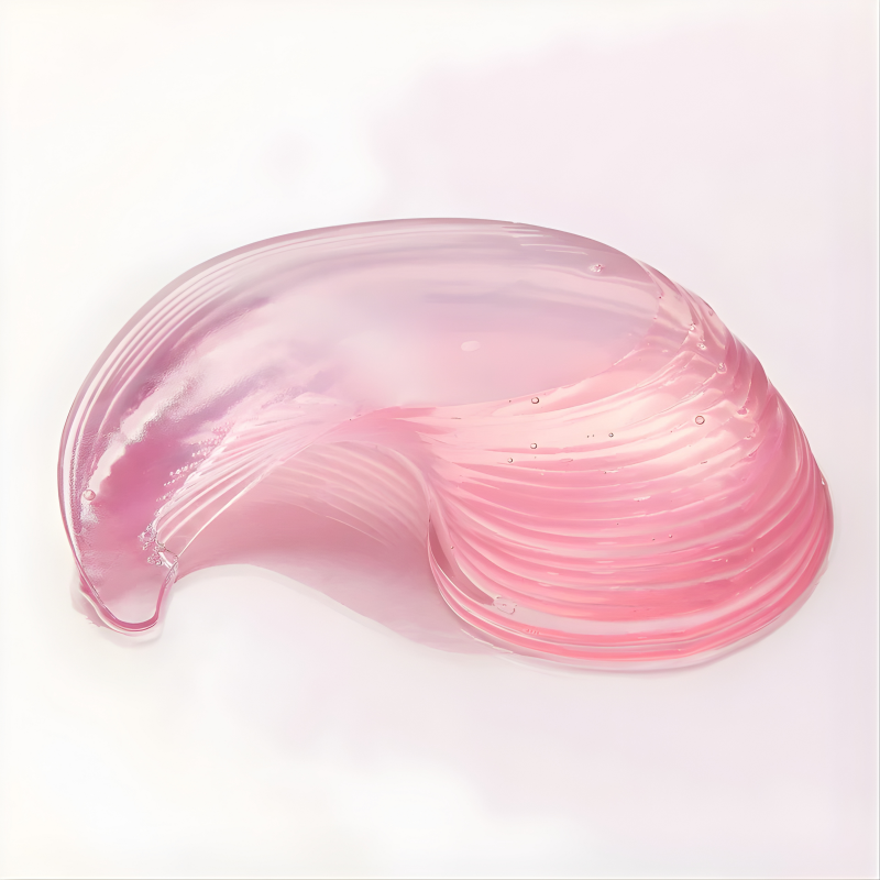 Collageen oogpatches textuur – roze hydrogel formule voor oogomgeving – ElleCera
